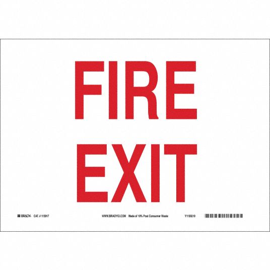 Fire Door Sign, 14" Width, 10" Height, DoubleSided No, Adhesive