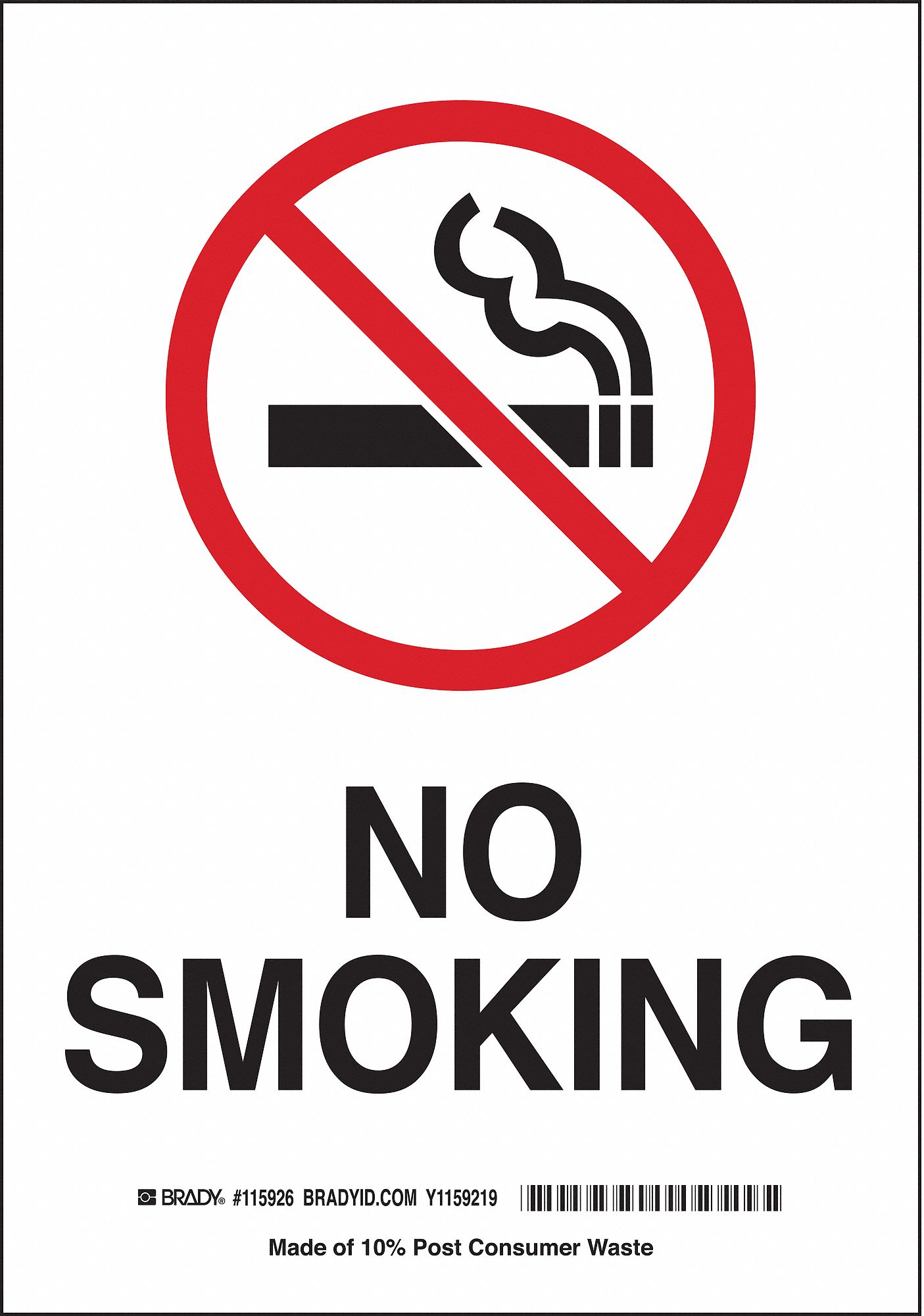 SIGN NO SMOKING W/PITCO N/H 10X7