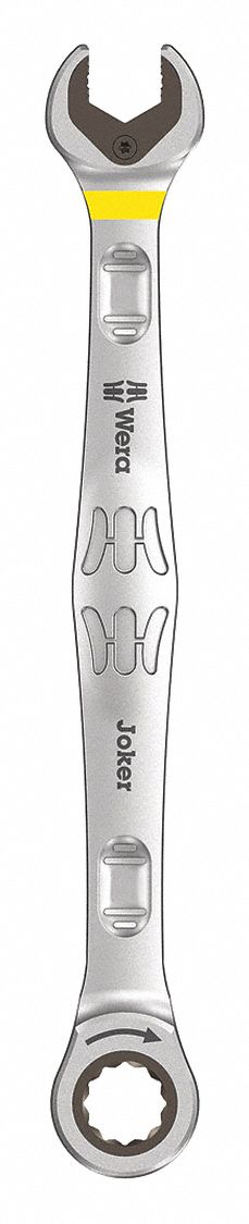 Combination Wrench: Alloy Steel, Nickel Chrome, 10 mm Head Size, 6 1/4 in Overall Lg, Reversing