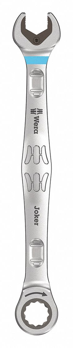 Combination Wrench: Alloy Steel, Nickel Chrome, 11 mm Head Size, 6 1/2 in Overall Lg, Reversing