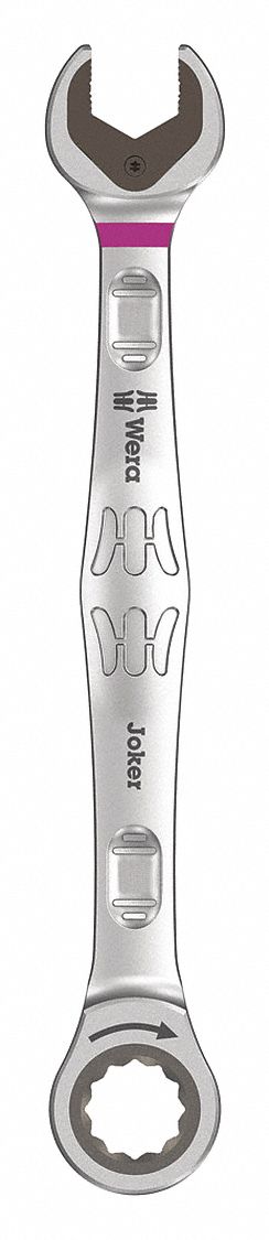Combination Wrench: Alloy Steel, Nickel Chrome, 14 mm Head Size, 7 3/8 in Overall Lg, Reversing