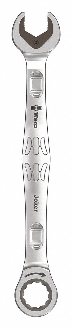 Combination Wrench: Alloy Steel, Nickel Chrome, 15 mm Head Size, 7 7/8 in Overall Lg, Reversing