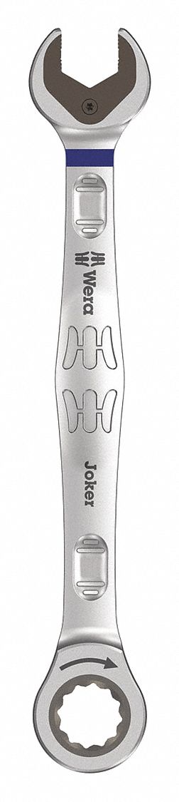 Combination Wrench: Alloy Steel, Nickel Chrome, 16 mm Head Size, 8 1/4 in Overall Lg, Reversing