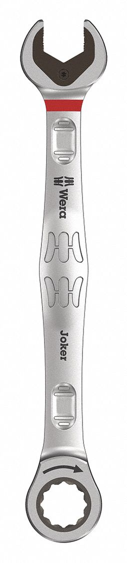 Combination Wrench: Alloy Steel, Nickel Chrome, 17 mm Head Size, 8 1/8 in Overall Lg, Reversing