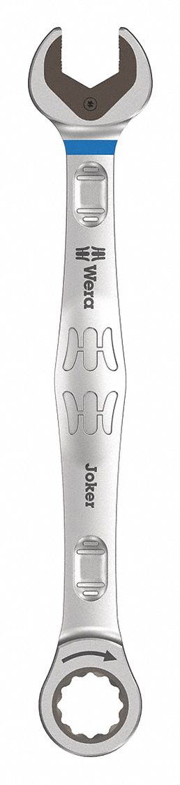 Combination Wrench: Alloy Steel, Nickel Chrome, 19 mm Head Size, 9 5/8 in Overall Lg, Reversing