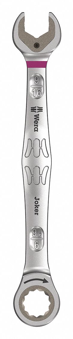Combination Wrench: Alloy Steel, Nickel Chrome, 9/16 in Head Size, 7 3/8 in Overall Lg