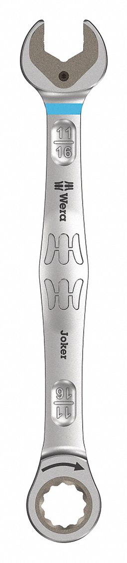 Combination Wrench: Alloy Steel, Nickel Chrome, 11/16 in Head Size, 9 1/4 in Overall Lg