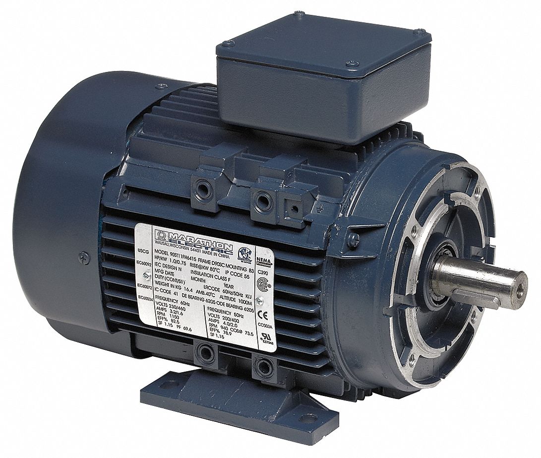 Metric Motor: Totally Enclosed Fan-Cooled, Face/Base Mount, 1 HP, 230/460V AC