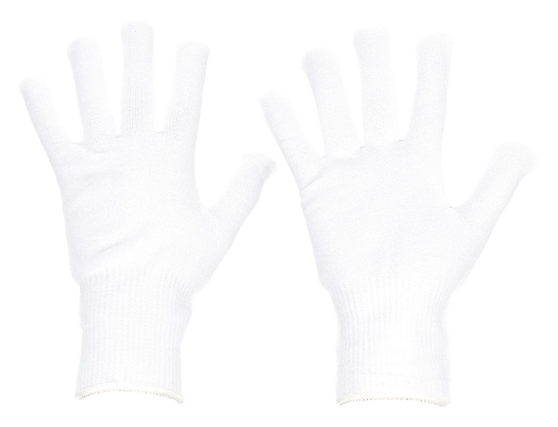 INSULATING GLOVE LINERS, FULL FINGER, ACRYLIC, 9¼ IN, WHITE, KNIT CUFF, ONE SIZE