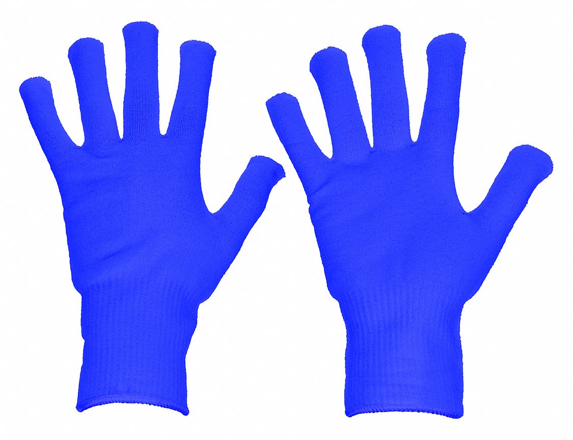 INSULATING GLOVE LINERS, FULL FINGER, ACRYLIC, 9¼ IN, NAVY, KNIT CUFF, ONE SIZE