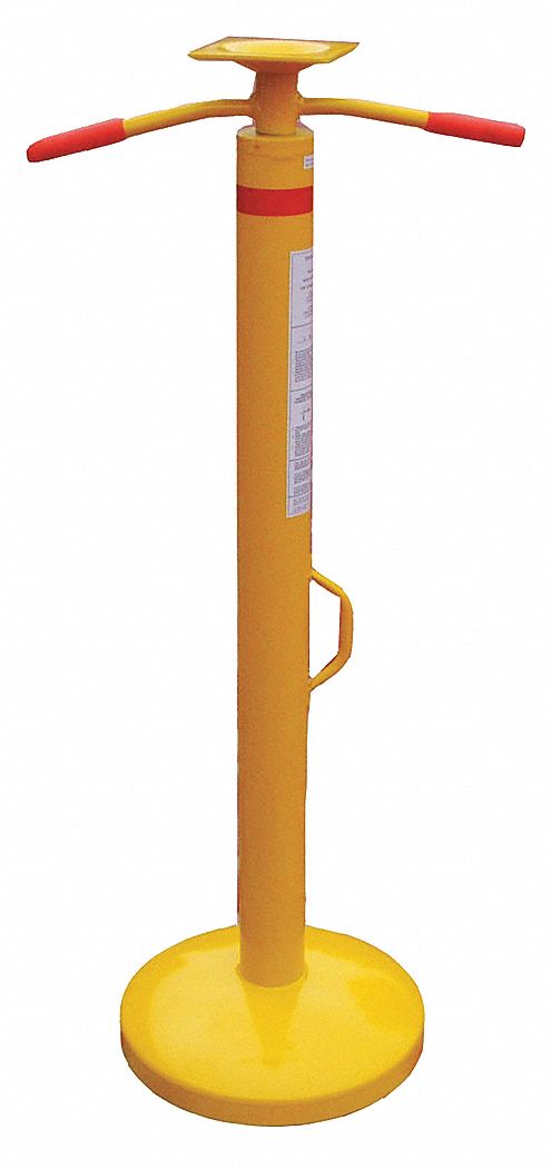 TRAILER STABILIZING JACK, SPIN-TOP, 5,000 LB MAX LIFTING CAPACITY, 44 IN MIN LIFT H, ROUND, YELLOW