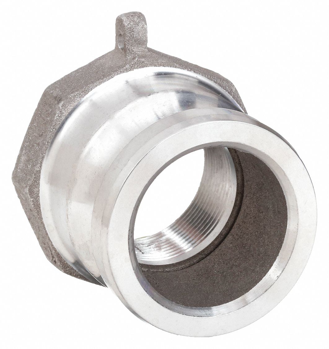 Cam and Groove Adapter: 2 in Coupling Size, 1 1/2 in Hose Fitting Size, 1-1/2 in -11-1/2 Thread Size