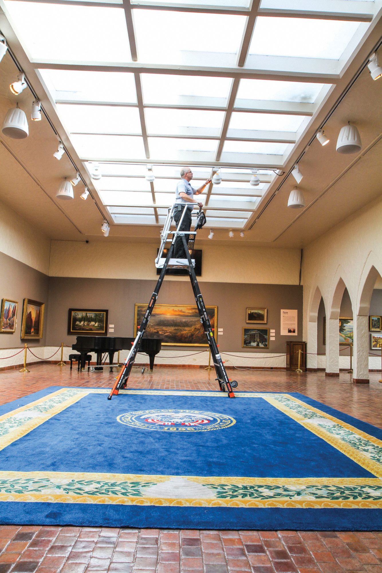 LITTLE GIANT Adjustable Safety Cage Platform Ladder 3 to 5 ft Ladder