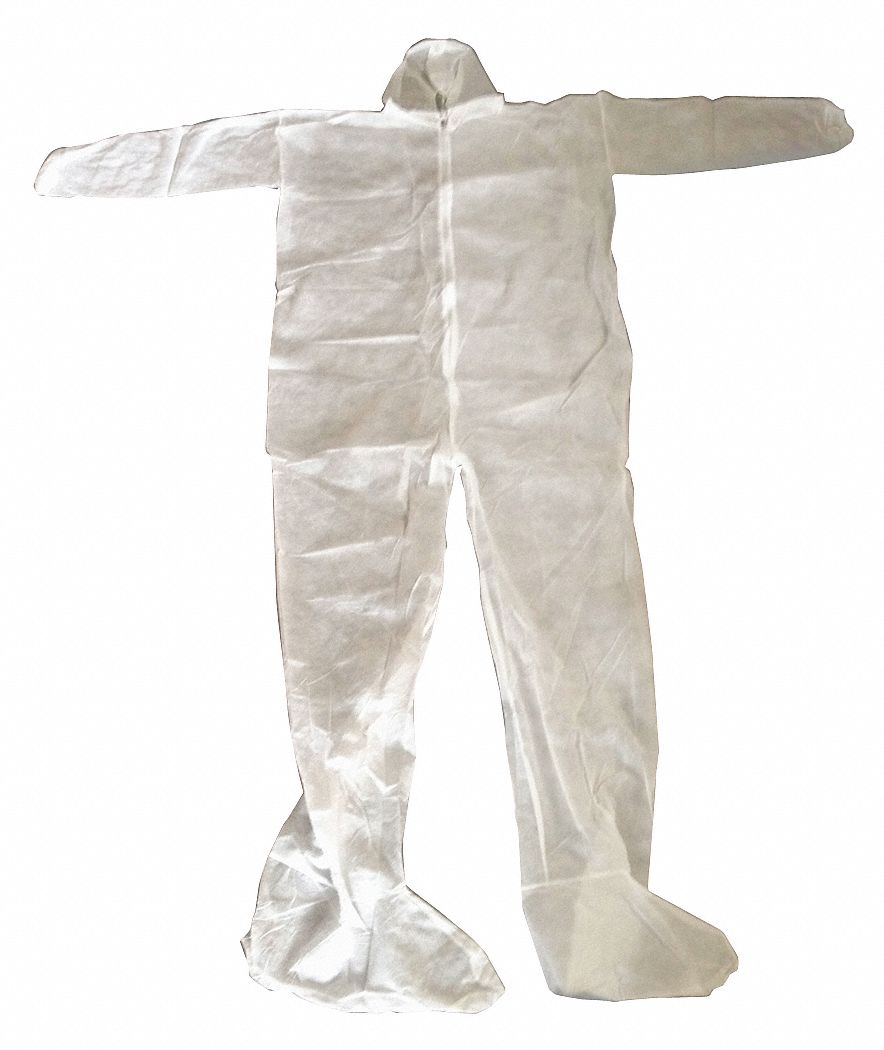 HOODED DISPOSABLE COVERALLS, PP, BOOT COVERS W/FLAPS, ELASTIC CUFFS/ANKLES, 3XL, 25 PK