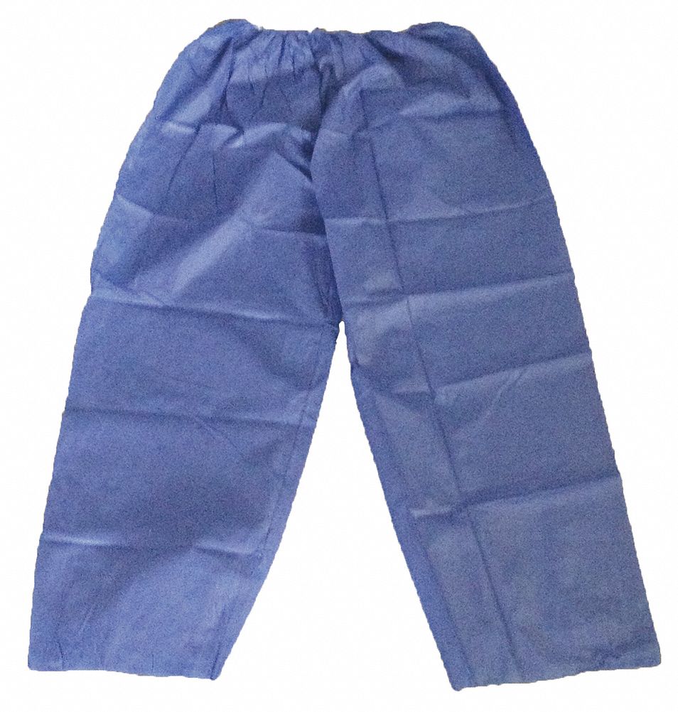 DISPOSABLE PANTS, 47 G/SQ MWT, L/XL, ELASTIC CUFFS, BLUE, SERGED SEAM, 25 PK, L/XL