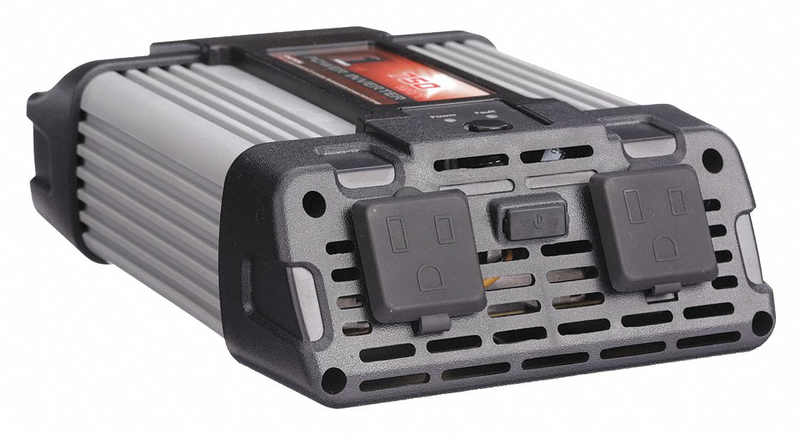Inverter: Modified Sine Wave, Battery Clamps, 750 W Continuous Output Power, 2 Outlets