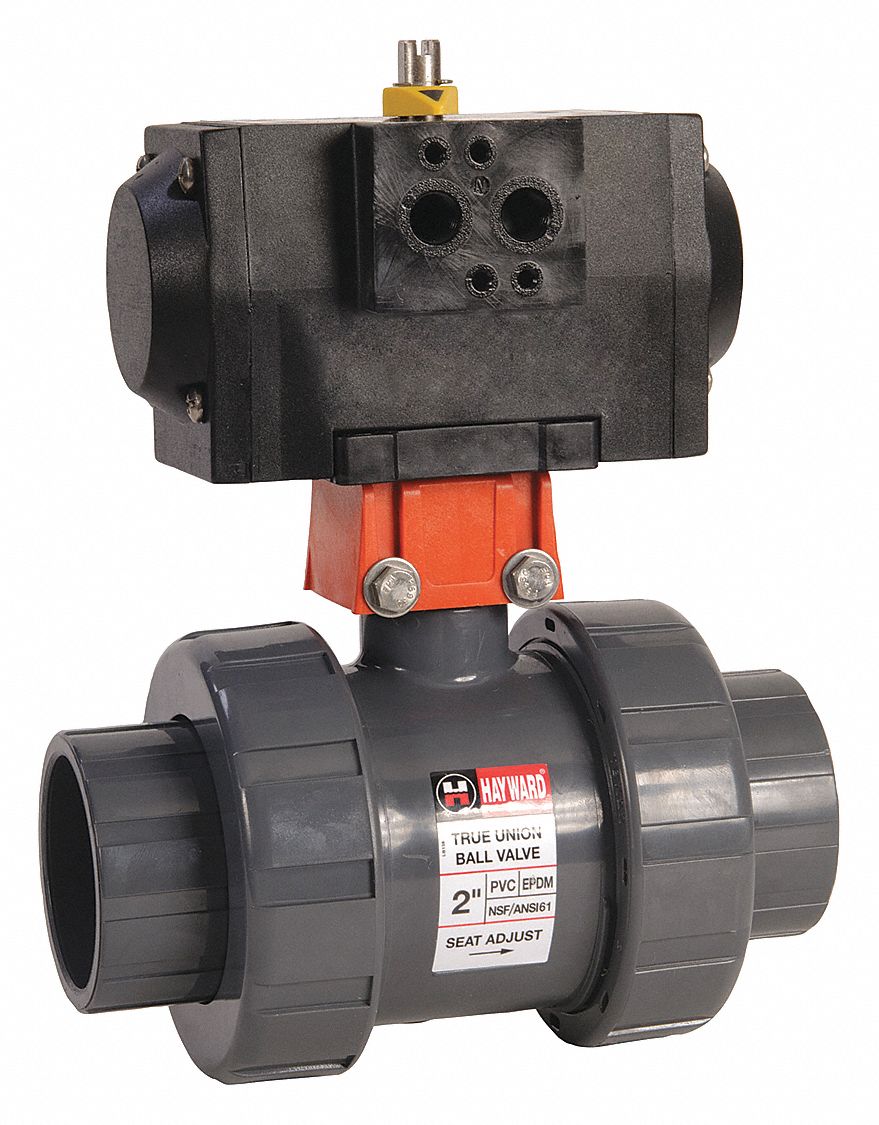 HAYWARD 2 in Double Acting Pneumatic Actuated Ball Valve, 3Piece