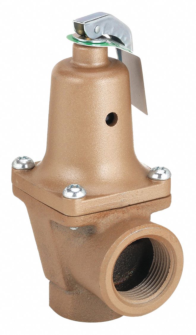 WATTS Safety Relief Valve: Iron, FNPT, FNPT, in Inlet Size, 1/2 in  Outlet Size, 30 to 75 psi Grainger