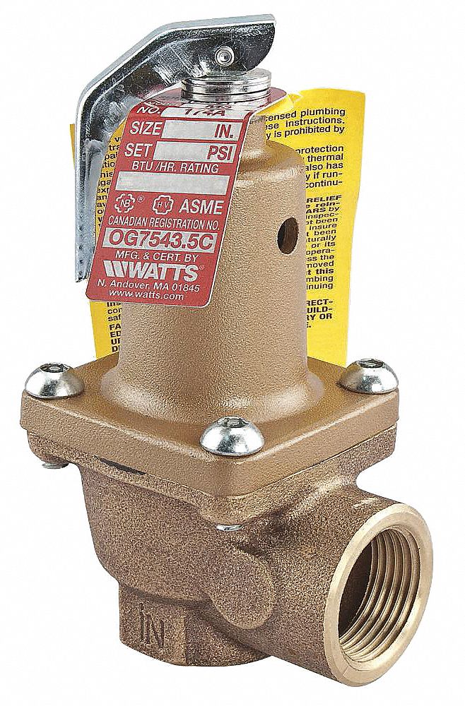 1/4 NPT 350 Degree F Max Temperature Midwest Control SA25-130 ASME Hard Seat Safety Valve 1/4 Brass with Stainless Steel Spring and Stainless Steel Ball 130 psi