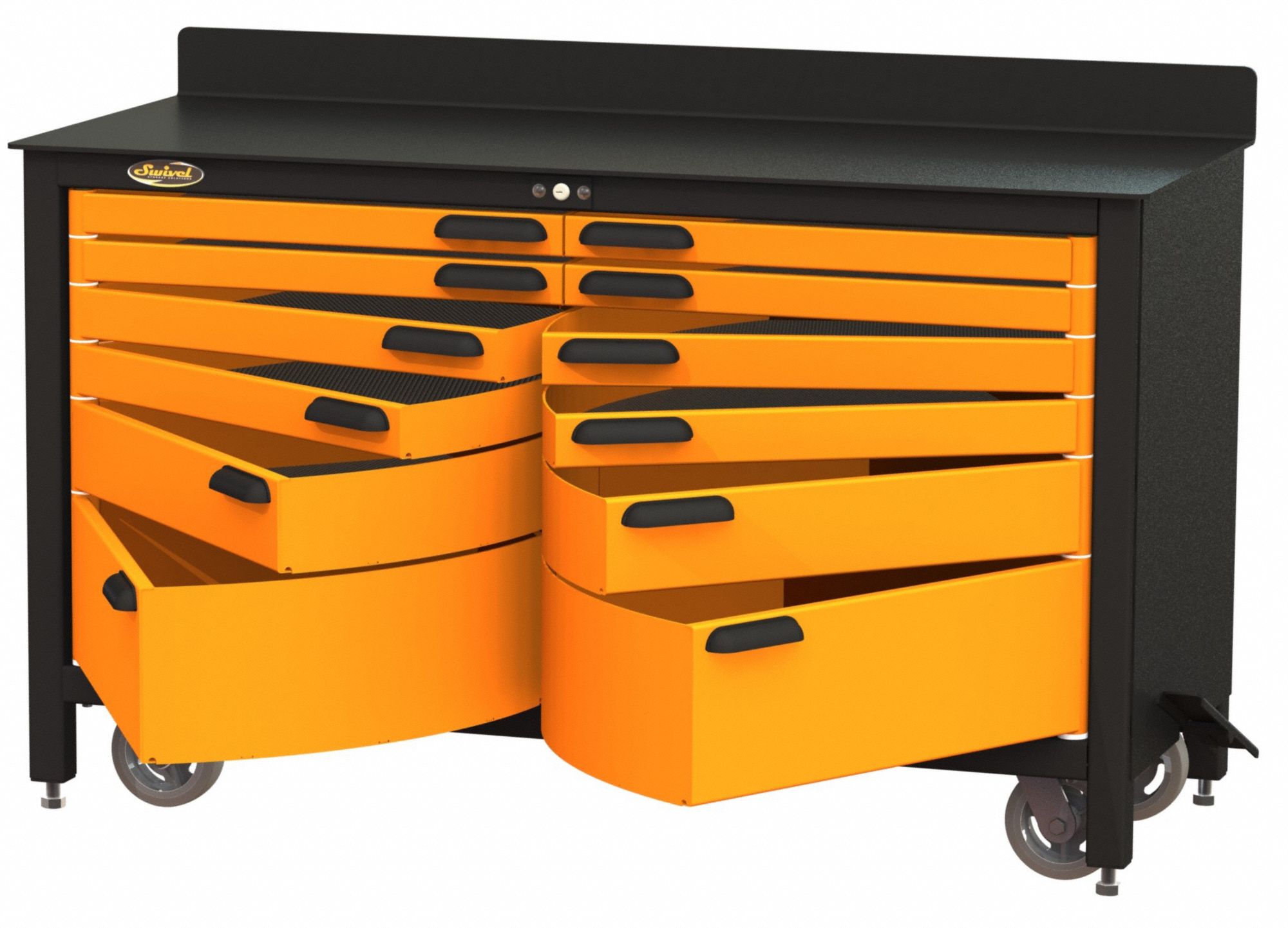 SWIVEL PRO SERIES Powder Coated Black 62 in W x 24 1 4 in D x 39