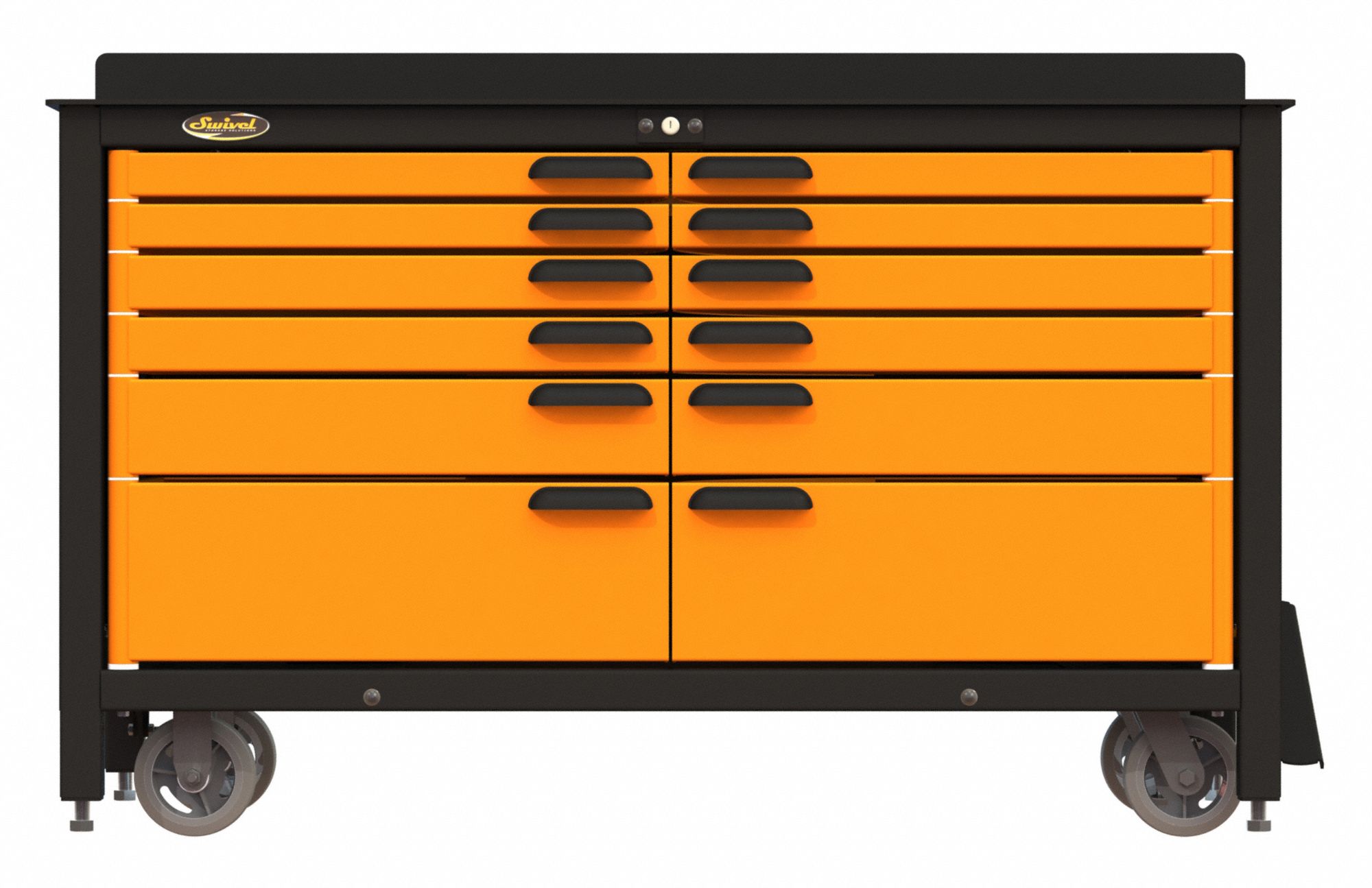 Rolling Tool Cabinet: Powder Coated Black, 62 in W x 24 1/4 in D x 39 1/4 in H