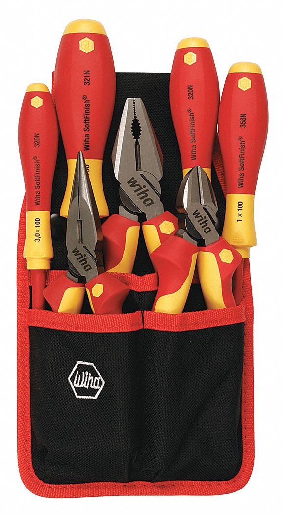 INSULATED TOOL KIT, INSULATED, 7 TOTAL PIECES, DRIVERS AND BITS/PLIERS, TOOL POUCH