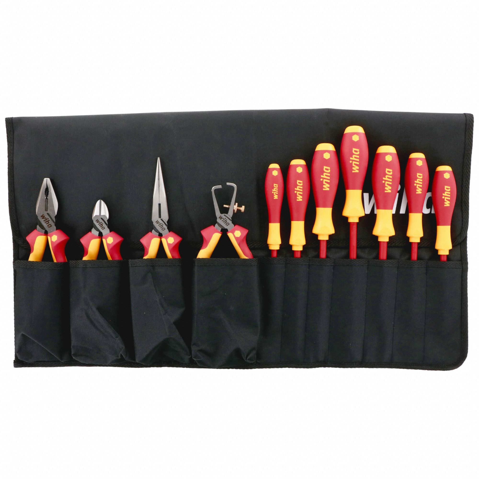 Insulated Tool Kit: Insulated, 11 Total Pcs, Tool Roll
