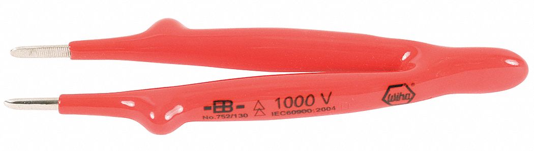 Insulated Tweezers: Carbon Steel, Round, Straight Tip