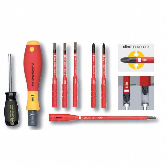 WIHA, 3 mm/4 mm/5.5 mm Tip Size, 2 in-lb Primary Scale Increments,  Insulated Torque Screwdriver Set - 26X280