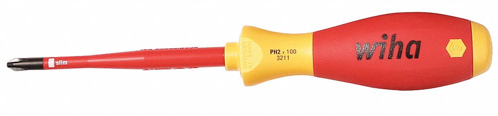 Wiha 53410 - Destornillador Phillips, resistente con mango de microacabado  y tapa de acero, 0.079 x 3.937 in