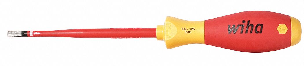 InsulScrDrv Slotted 1/4in Red Round
