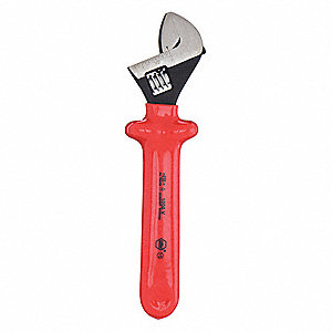 WRENCH ADJUSTABLE, 10IN, INSUL, RED