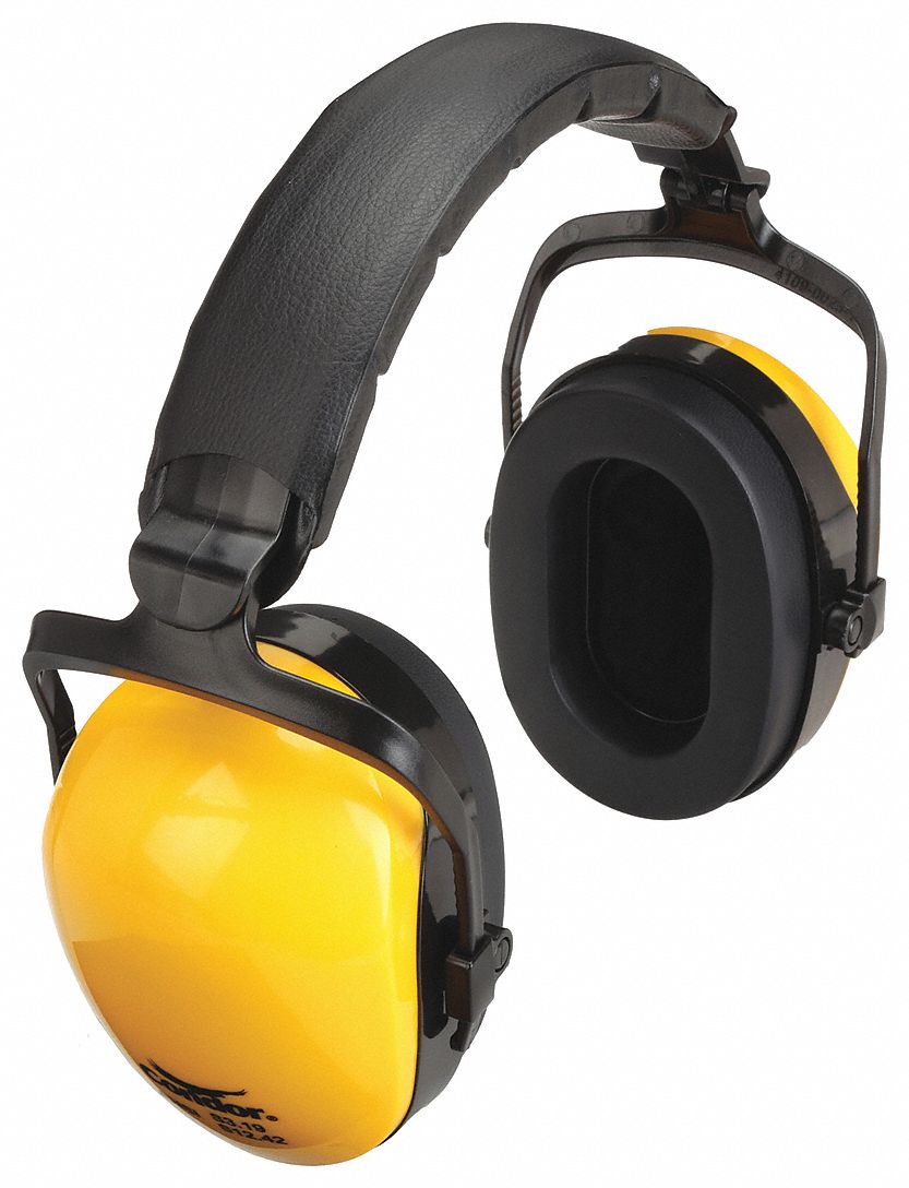 EARMUFFS, OVER-THE-HEAD, FOLDABLE, YLW, BLK, PVC/POLYOXYMETHYLENE, 25DB, DIELECTRIC