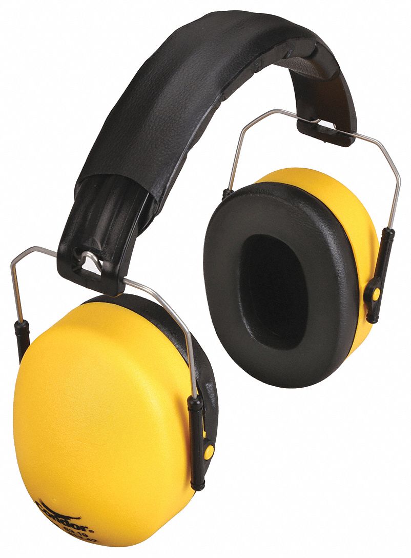 EARMUFFS, OVER-THE-HEAD, FOLDABLE, YLW, BLK, PVC/POLYOXYMETHYLENE, 26DB