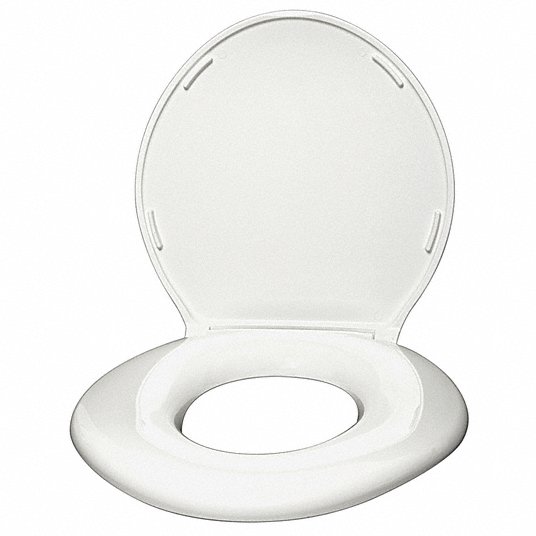 Toilet Seat: White, Plastic, Slow Close Hinge, 1 1/2 in Seat Ht, 20 1/16 in Bolt to Seat Front