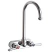 Gooseneck-Spout Dual-Lever-Handle Two-Hole Centerset Wall-Mount Kitchen Sink Faucets image