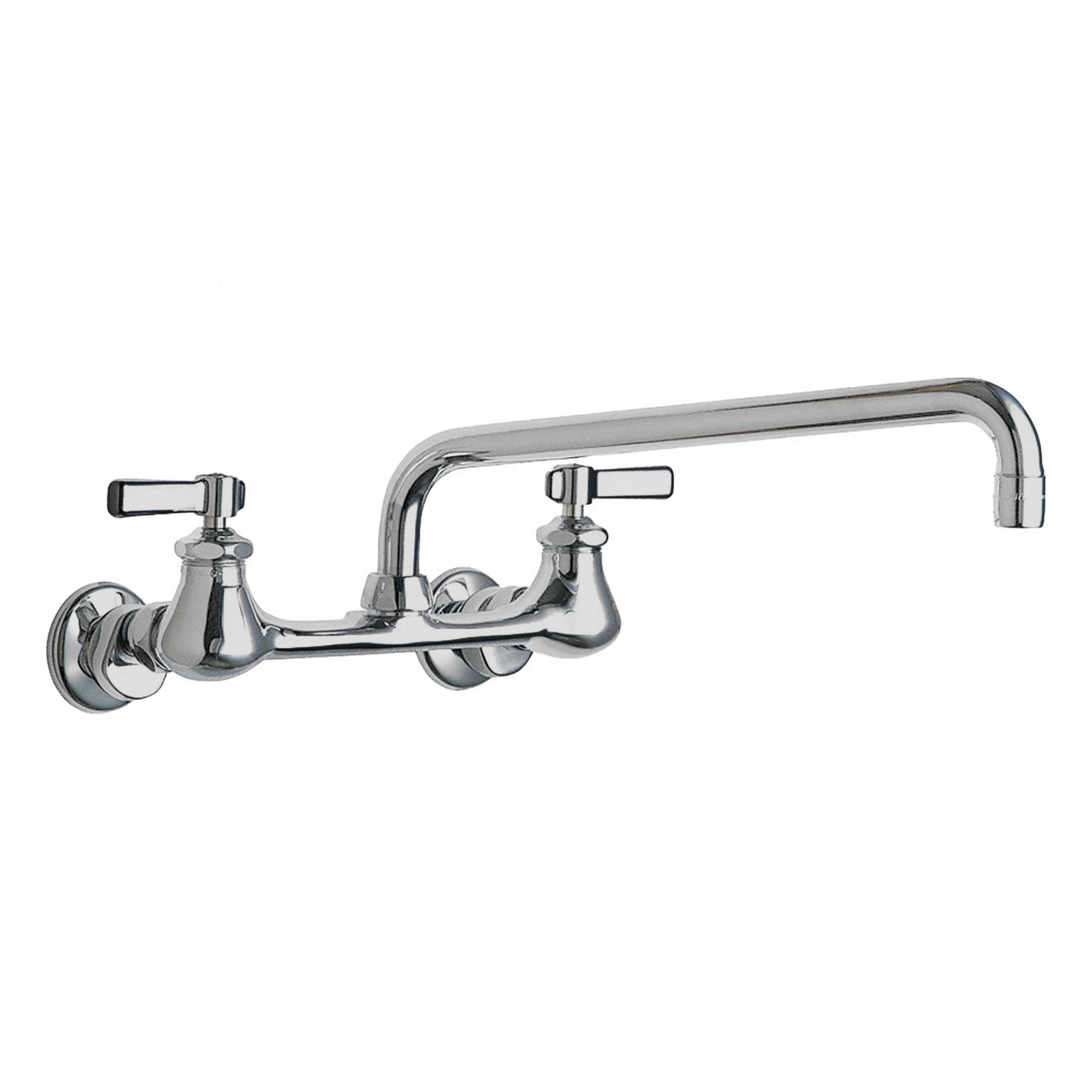 Straight Kitchen Faucet: 540, Cast Brass, Widespread, Wall, 2 Mounting Holes, Lever