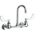 Gooseneck-Spout Dual-Wristblade-Handle Two-Hole Widespread Wall-Mount Multipurpose Faucets