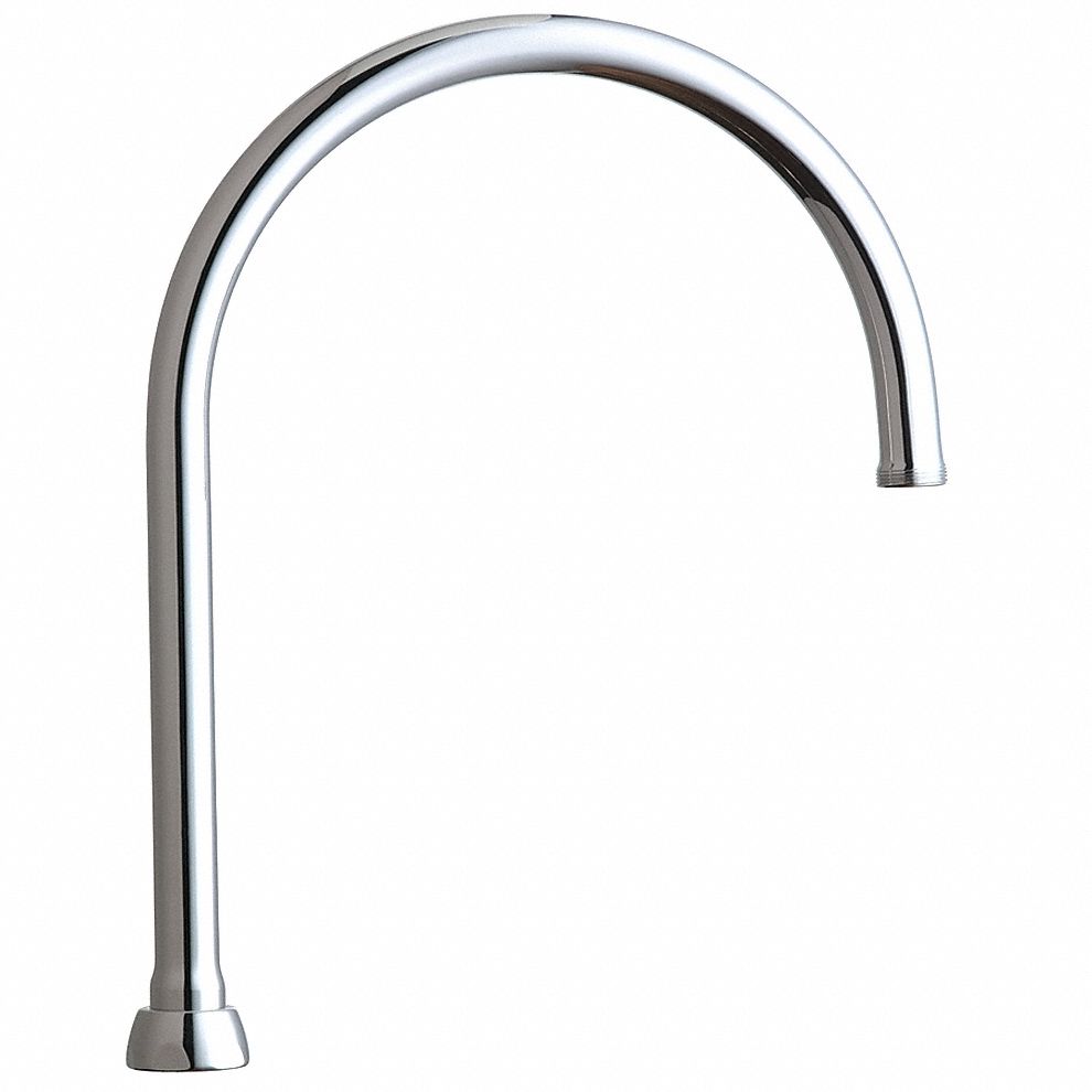 SPOUT: GOOSENECK FAUCET SPOUT, FITS CHICAGO FAUCETS BRAND, CHROME FINISH, MANUAL