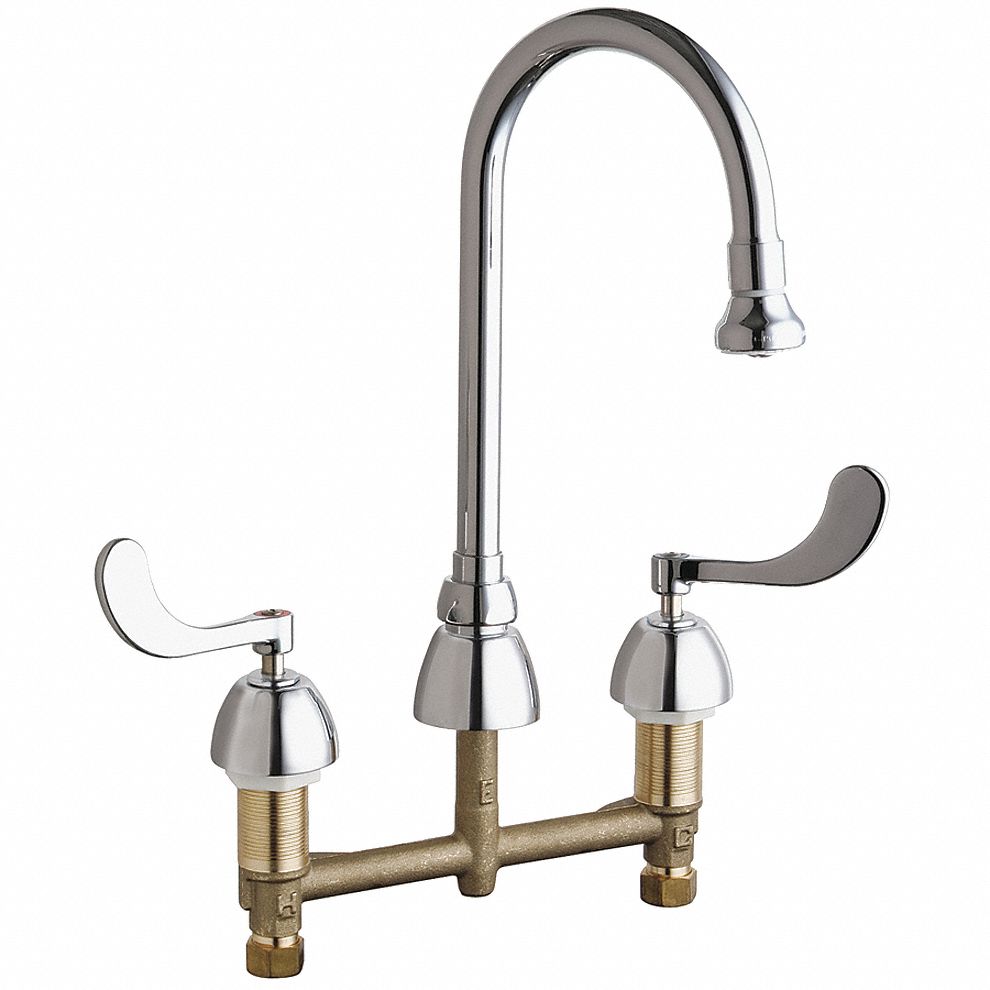 GOOSENECK KITCHEN/BATHROOM FAUCET: CHICAGO FAUCETS, 786, CHROME FINISH, 2.2 GPM, MANUAL