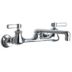 Straight-Spout Dual-Lever-Handle Two-Hole Widespread Wall-Mount Multipurpose Faucets