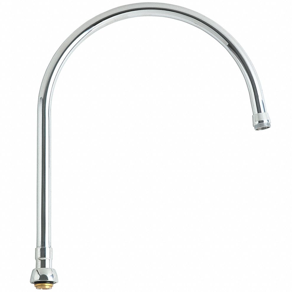 Spout: Spout, Arc, Swivel Spout, Brass, Polished Chrome, Laminar, 10 in Spout Reach