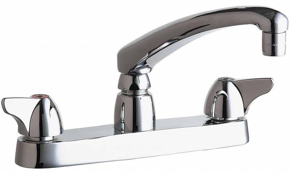 CHICAGO FAUCETS Chrome, Low Arc, Kitchen Sink Faucet, Manual Faucet