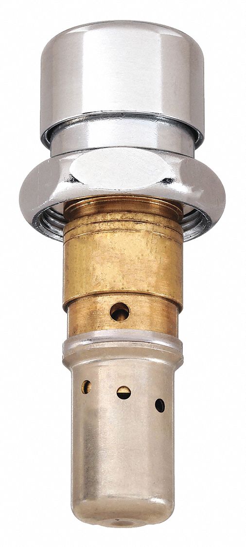 Cartridge: Use with Hot/Cold Water, Brass, Chrome, Compression, (1) Cartridge