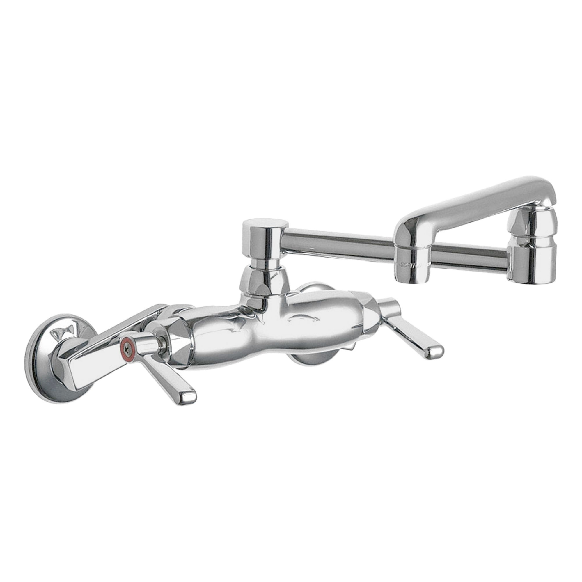 Double Joint Kitchen Faucet: 445, Cast Brass, Widespread, Wall, 2 Mounting Holes