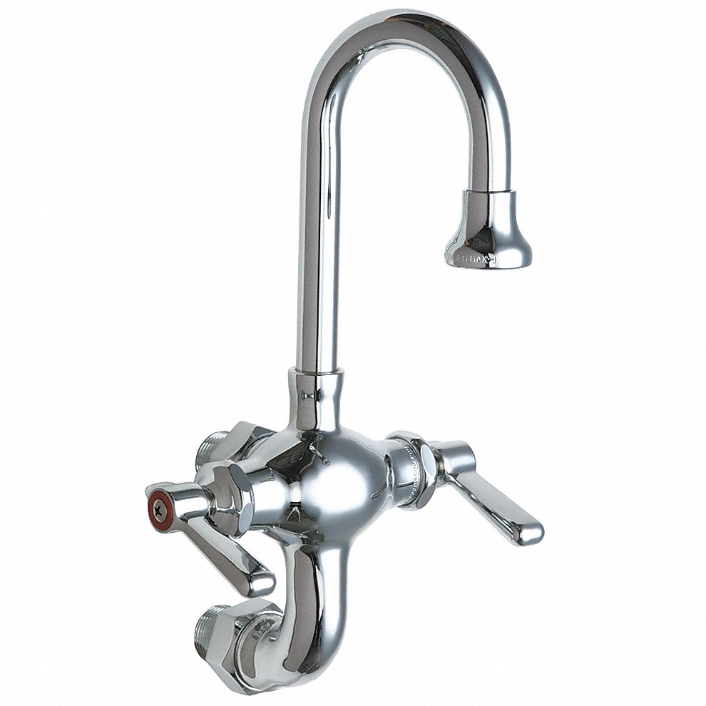 GOOSENECK SERVICE SINK FAUCET: CHICAGO FAUCETS, CHROME FINISH, 1.5 GPM FLOW RATE