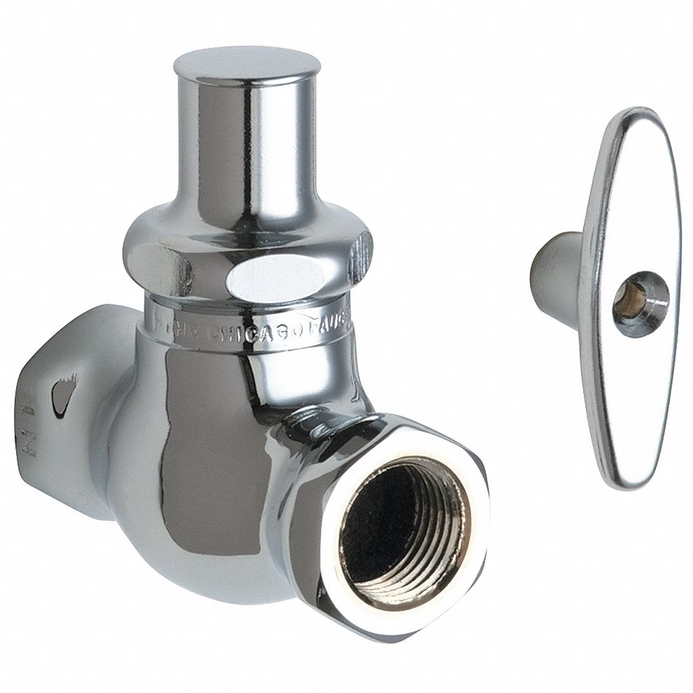 CHICAGO FAUCETS Loose Key Supply Stop Straight Body, 1/2 in Inlet Size