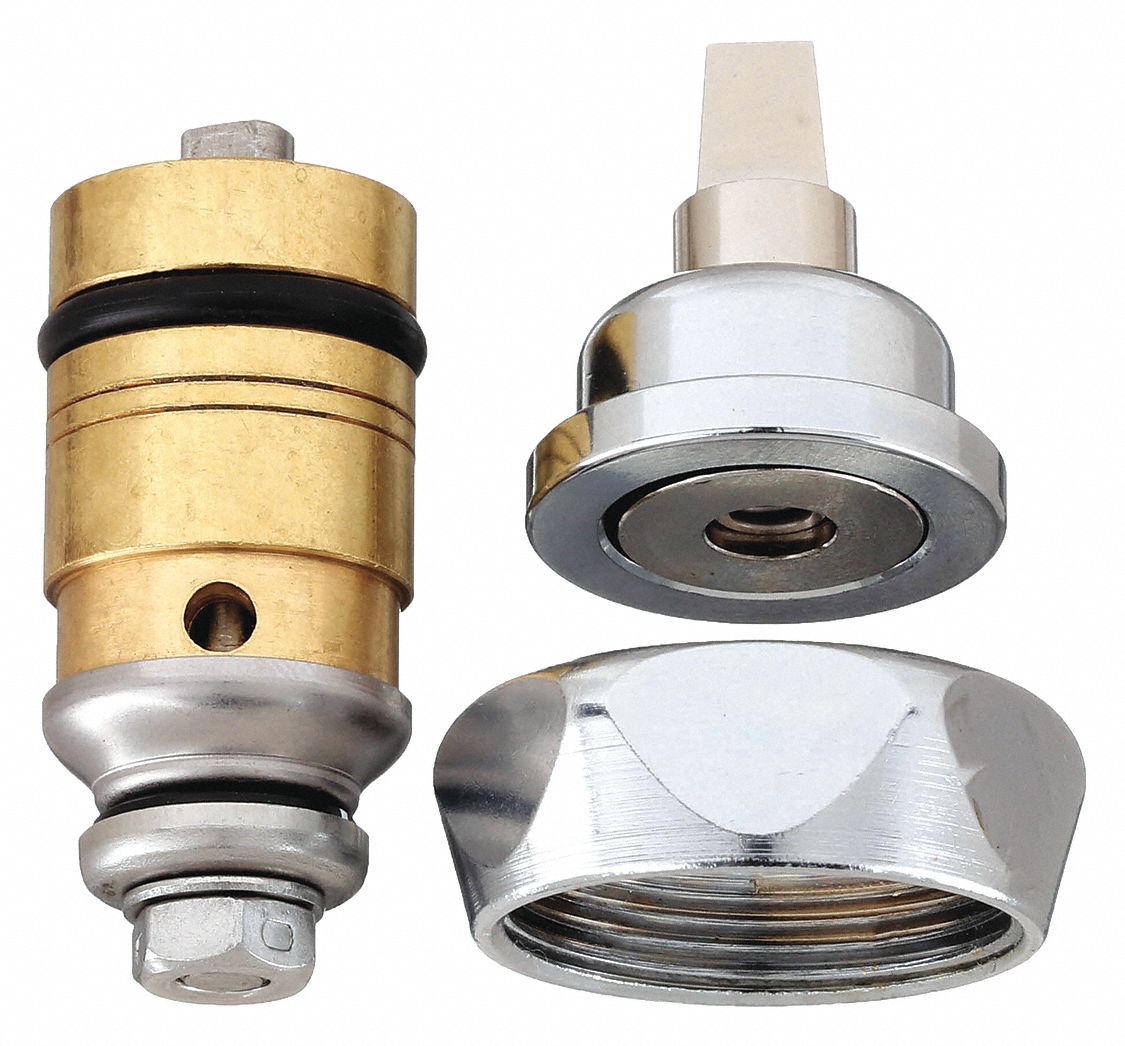 Cartridge: Use with Hot/Cold Water, Brass, Nickel Plated, Compression, (1) Cartridge