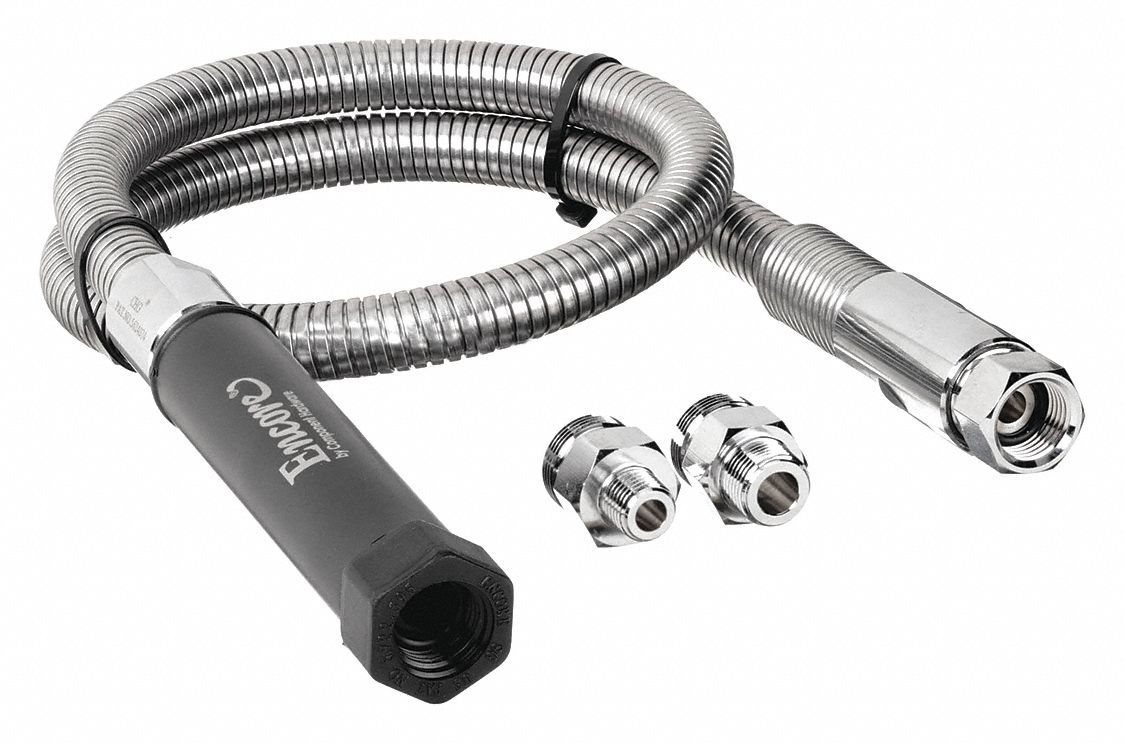 Pre-Rinse Hose: Stainless Steel, Stainless Steel, 44 in Overall Lg, Encore