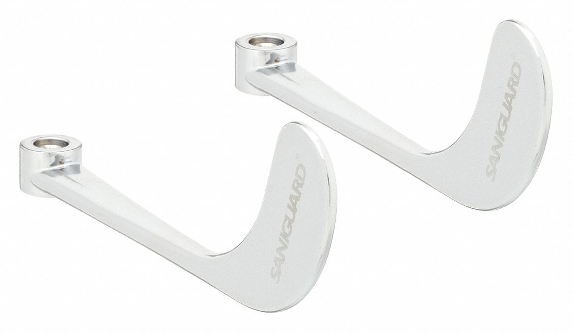 Handle: T&S Brass, Wristblade Handle, Use with Hot/Cold Water Temp, Brass, Chrome Finish, 1 PR